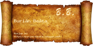 Burián Beáta névjegykártya