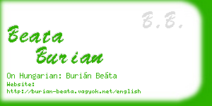 beata burian business card