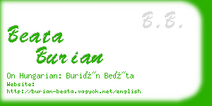 beata burian business card